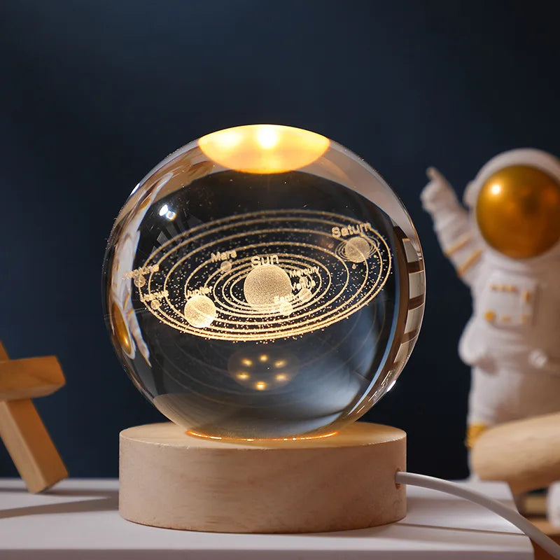 2025 NEW 3D Crystal Ball Light Carving Solar System Galaxy Valentine's Day Gift Birthday Gift LED Luminous Planet Night Lights