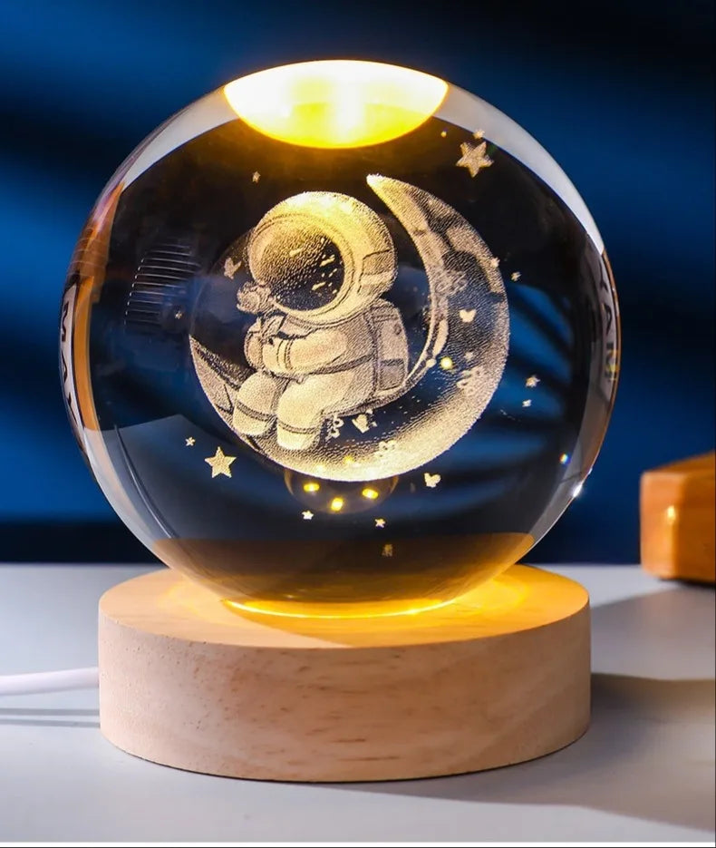 2025 NEW 3D Crystal Ball Light Carving Solar System Galaxy Valentine's Day Gift Birthday Gift LED Luminous Planet Night Lights