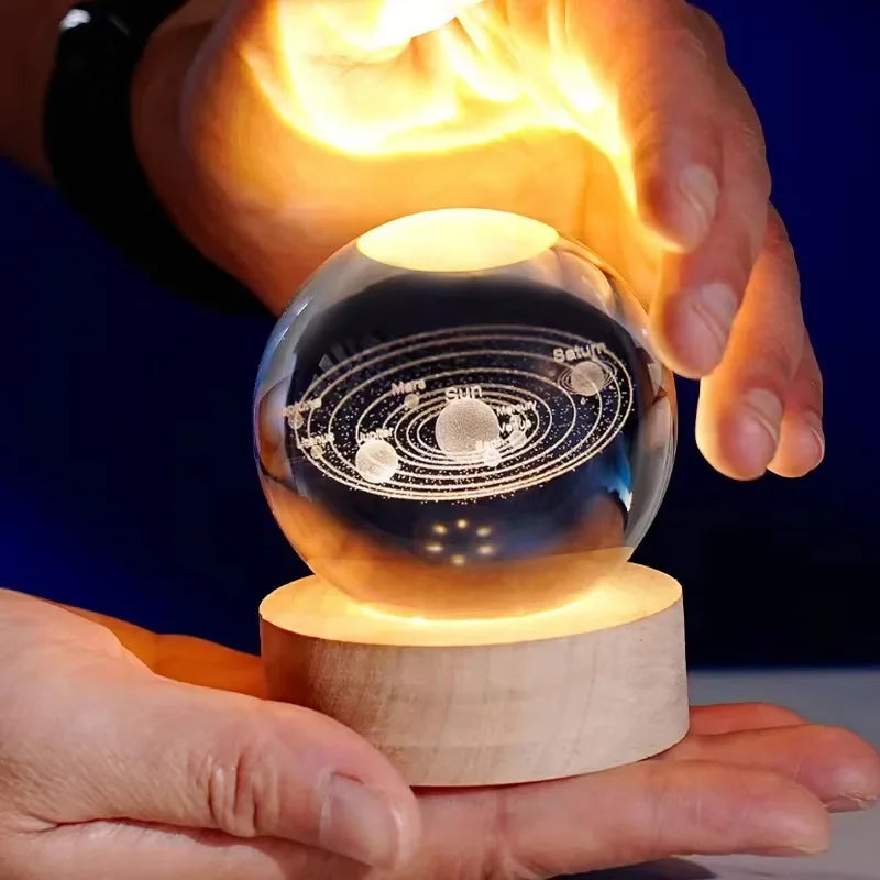 2025 NEW 3D Crystal Ball Light Carving Solar System Galaxy Valentine's Day Gift Birthday Gift LED Luminous Planet Night Lights