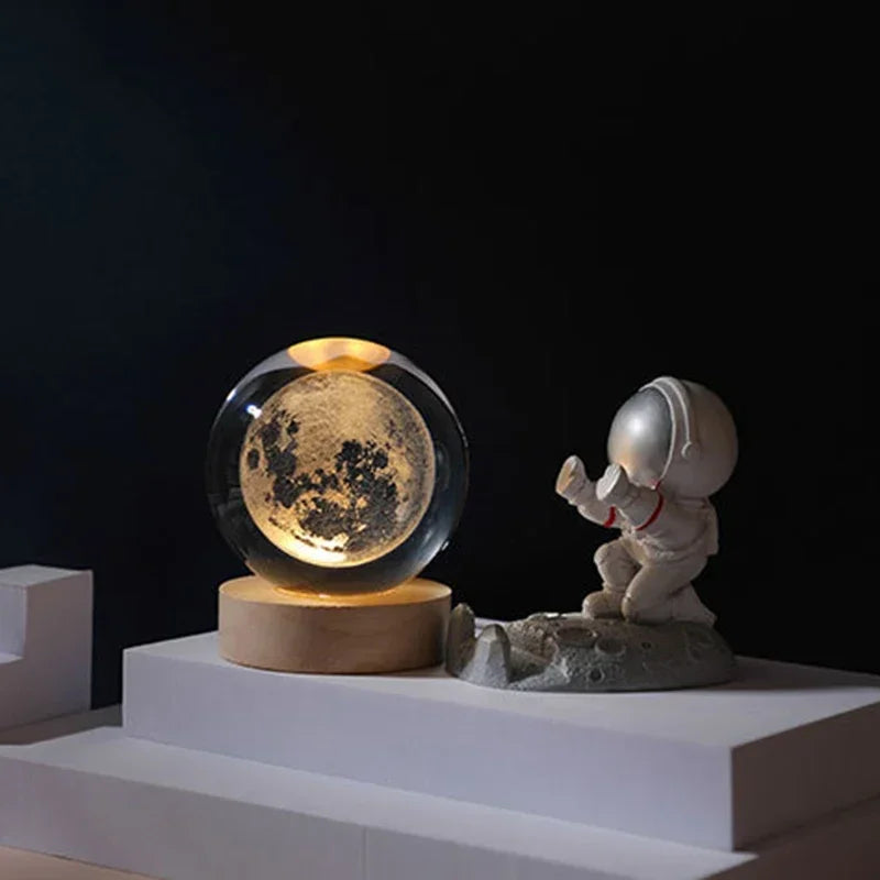 2025 NEW 3D Crystal Ball Light Carving Solar System Galaxy Valentine's Day Gift Birthday Gift LED Luminous Planet Night Lights