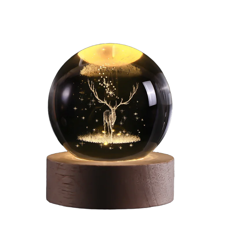 2025 NEW 3D Crystal Ball Light Carving Solar System Galaxy Valentine's Day Gift Birthday Gift LED Luminous Planet Night Lights