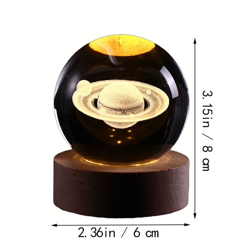 2025 NEW 3D Crystal Ball Light Carving Solar System Galaxy Valentine's Day Gift Birthday Gift LED Luminous Planet Night Lights