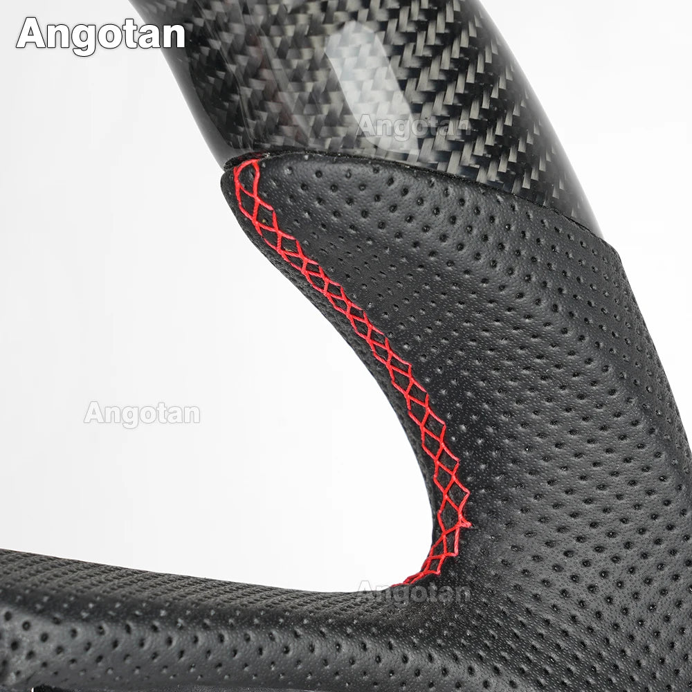 100% 3K Real Carbon Fiber Steering Wheel for Nissan GT-R GTR R35 (2007-2016 & 2017-2021) – Perforated Leather, Red Stitching