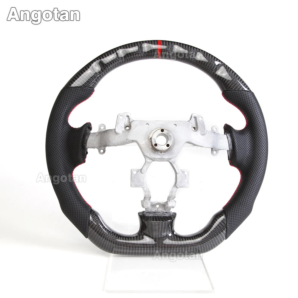 100% 3K Real Carbon Fiber Steering Wheel for Nissan GT-R GTR R35 (2007-2016 & 2017-2021) – Perforated Leather, Red Stitching
