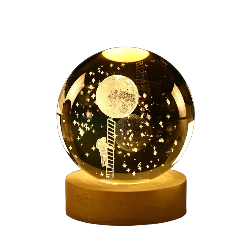 2025 NEW 3D Crystal Ball Light Carving Solar System Galaxy Valentine's Day Gift Birthday Gift LED Luminous Planet Night Lights