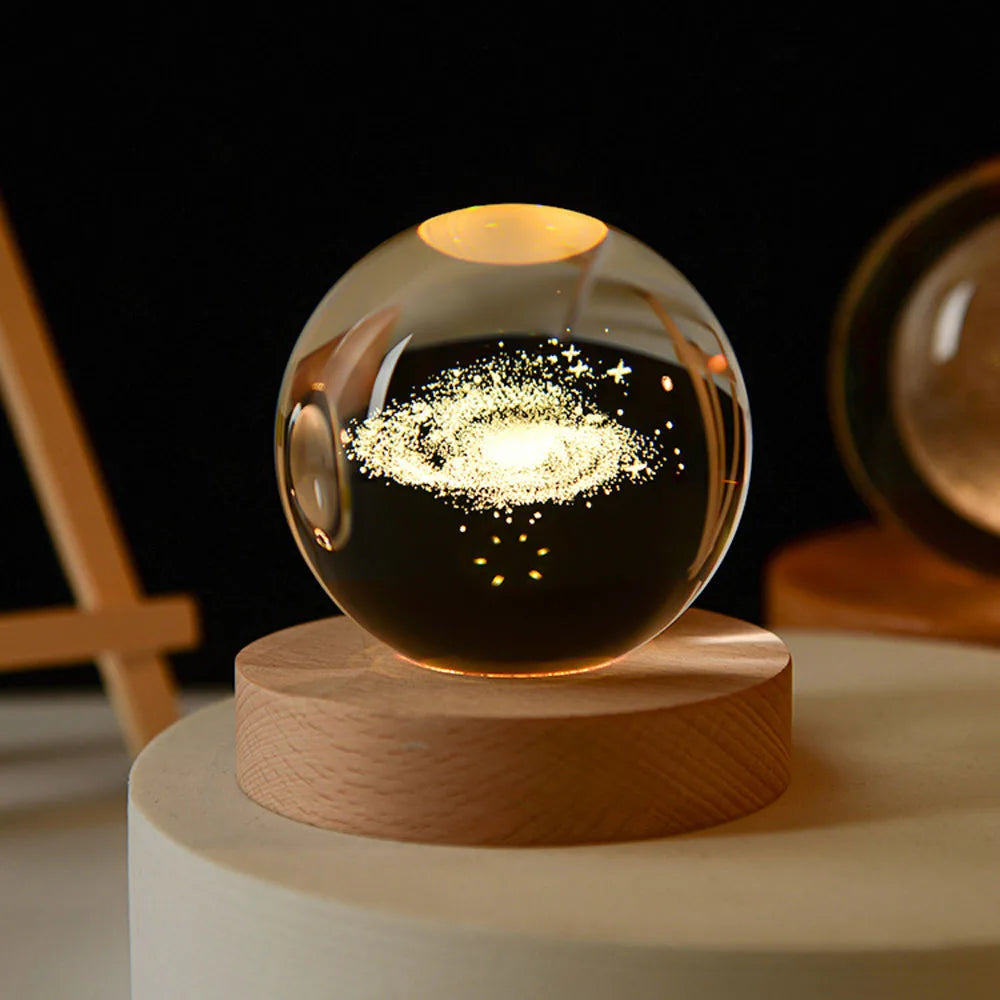 2025 NEW 3D Crystal Ball Light Carving Solar System Galaxy Valentine's Day Gift Birthday Gift LED Luminous Planet Night Lights