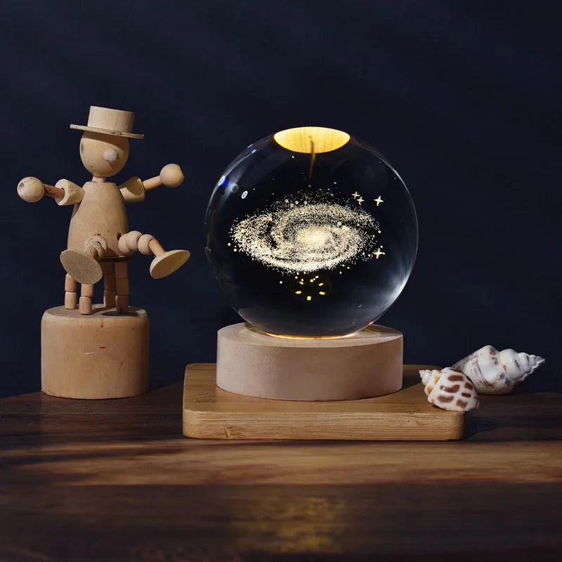 2025 NEW 3D Crystal Ball Light Carving Solar System Galaxy Valentine's Day Gift Birthday Gift LED Luminous Planet Night Lights