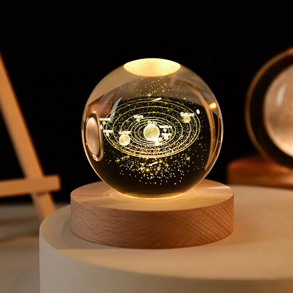 2025 NEW 3D Crystal Ball Light Carving Solar System Galaxy Valentine's Day Gift Birthday Gift LED Luminous Planet Night Lights