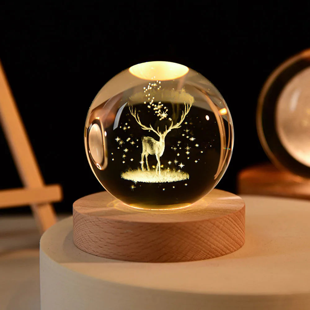 2025 NEW 3D Crystal Ball Light Carving Solar System Galaxy Valentine's Day Gift Birthday Gift LED Luminous Planet Night Lights