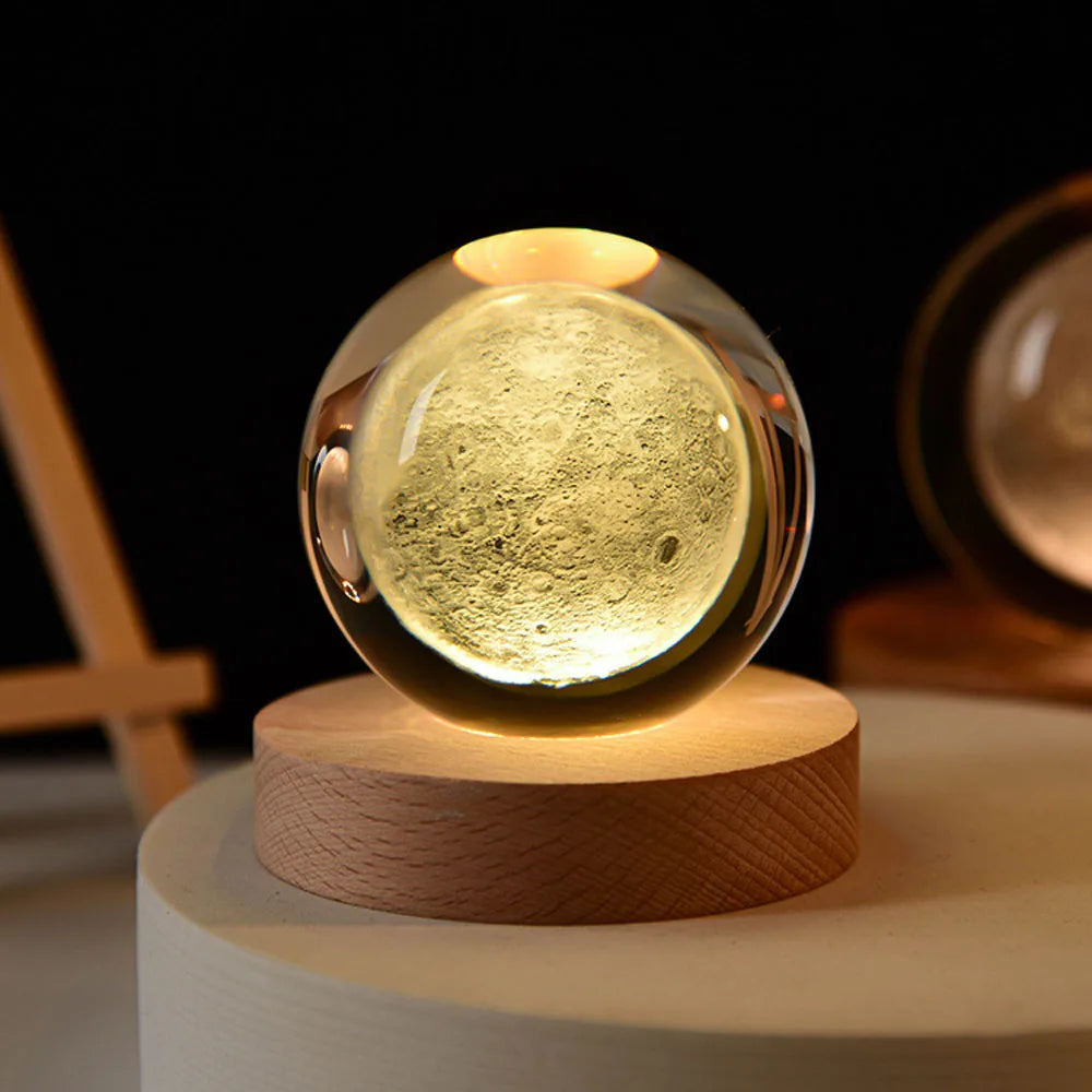 2025 NEW 3D Crystal Ball Light Carving Solar System Galaxy Valentine's Day Gift Birthday Gift LED Luminous Planet Night Lights