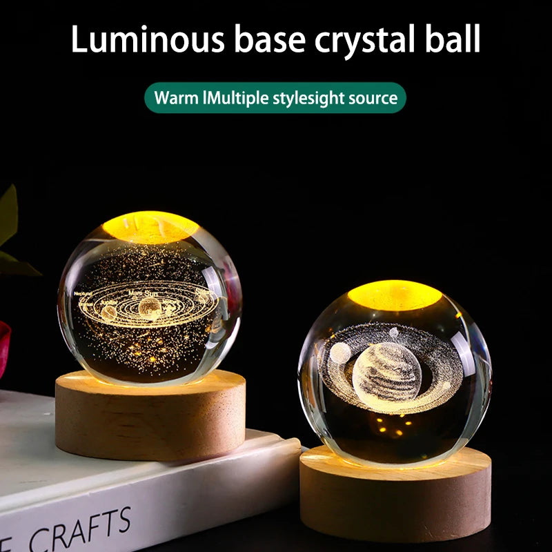2025 NEW 3D Crystal Ball Light Carving Solar System Galaxy Valentine's Day Gift Birthday Gift LED Luminous Planet Night Lights