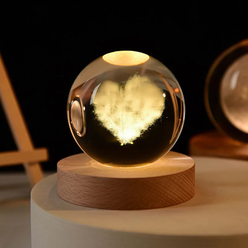 2025 NEW 3D Crystal Ball Light Carving Solar System Galaxy Valentine's Day Gift Birthday Gift LED Luminous Planet Night Lights