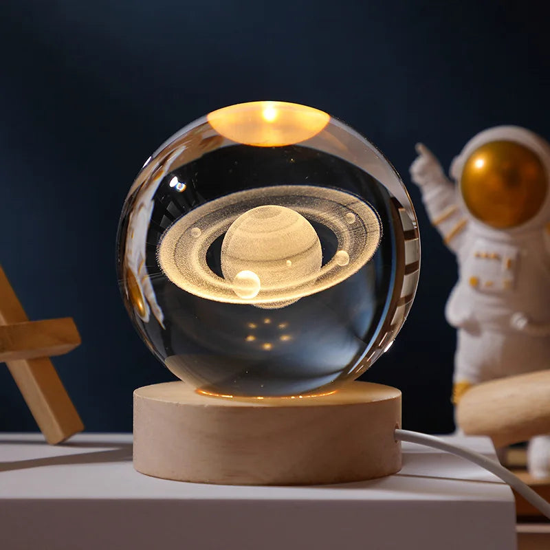 2025 NEW 3D Crystal Ball Light Carving Solar System Galaxy Valentine's Day Gift Birthday Gift LED Luminous Planet Night Lights