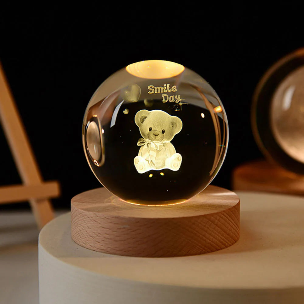 2025 NEW 3D Crystal Ball Light Carving Solar System Galaxy Valentine's Day Gift Birthday Gift LED Luminous Planet Night Lights