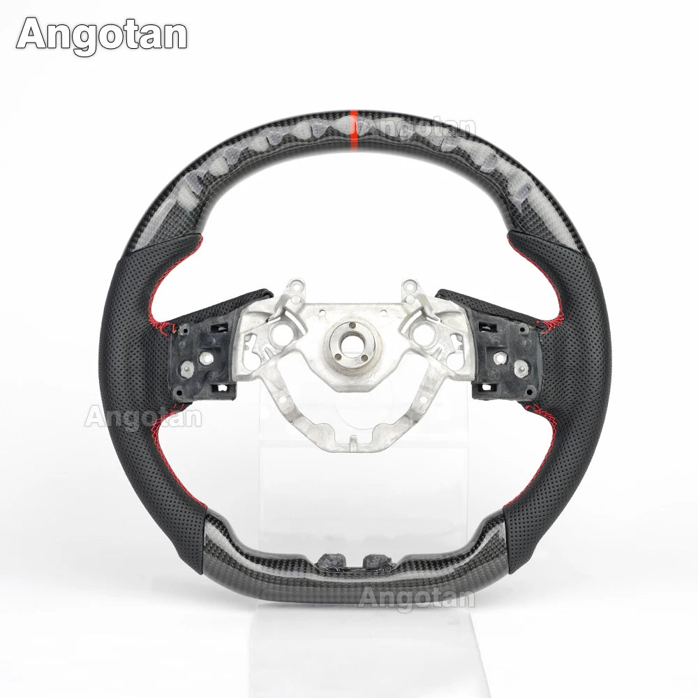 100% 3K Real Carbon Fiber Steering Wheel for Nissan GT-R GTR R35 (2007-2016 & 2017-2021) – Perforated Leather, Red Stitching