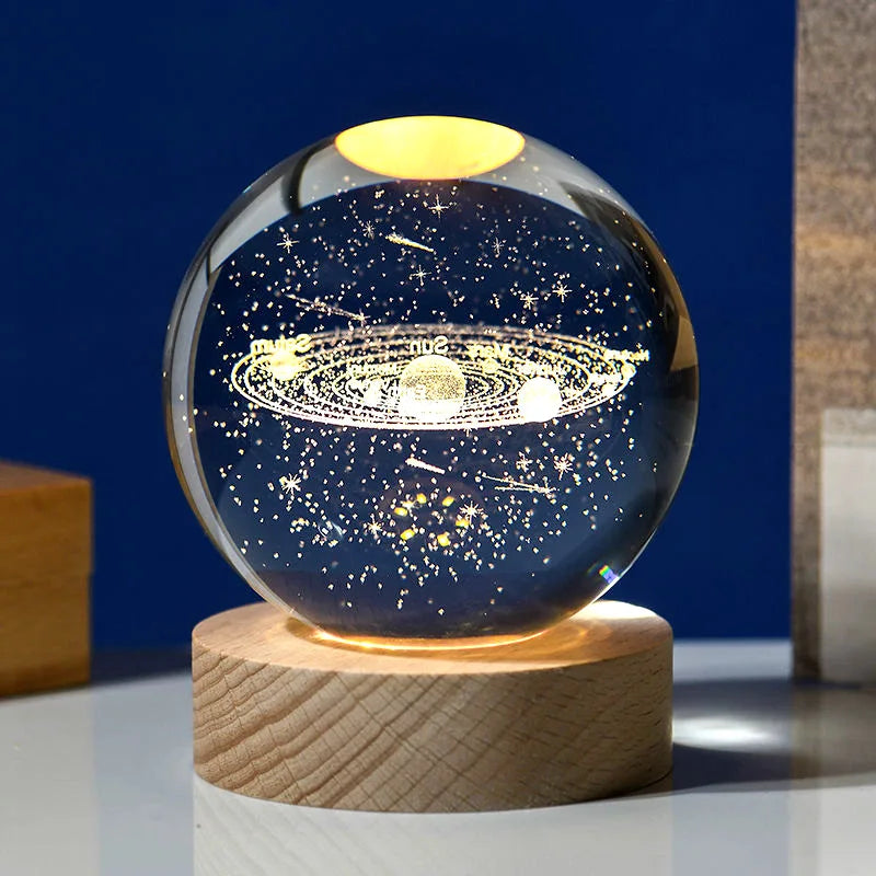 2025 NEW 3D Crystal Ball Light Carving Solar System Galaxy Valentine's Day Gift Birthday Gift LED Luminous Planet Night Lights