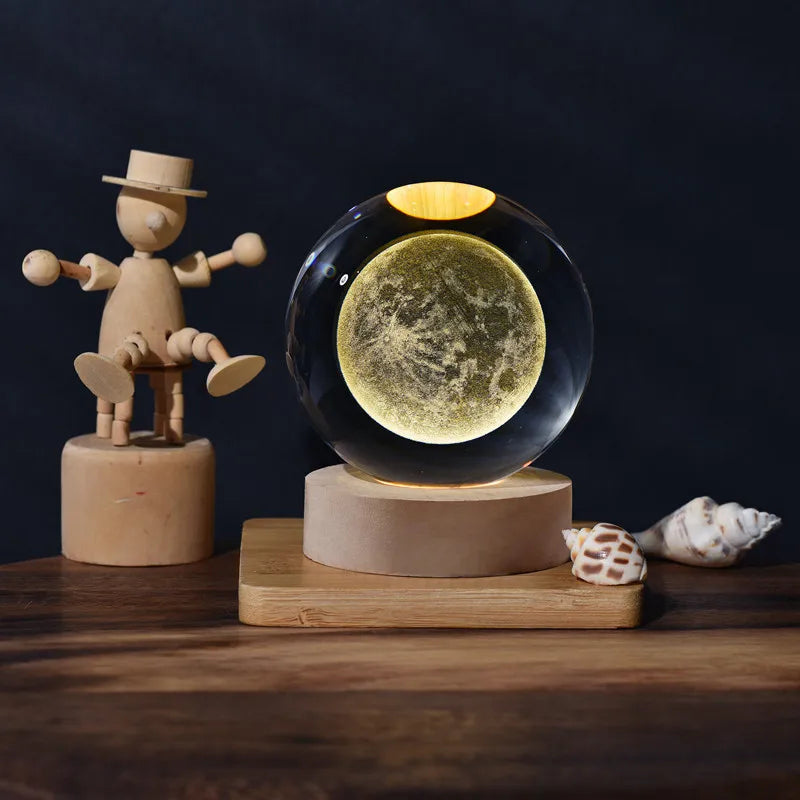 2025 NEW 3D Crystal Ball Light Carving Solar System Galaxy Valentine's Day Gift Birthday Gift LED Luminous Planet Night Lights