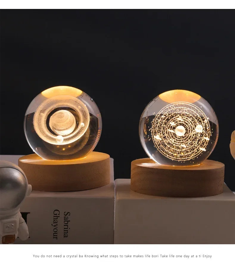 2025 NEW 3D Crystal Ball Light Carving Solar System Galaxy Valentine's Day Gift Birthday Gift LED Luminous Planet Night Lights