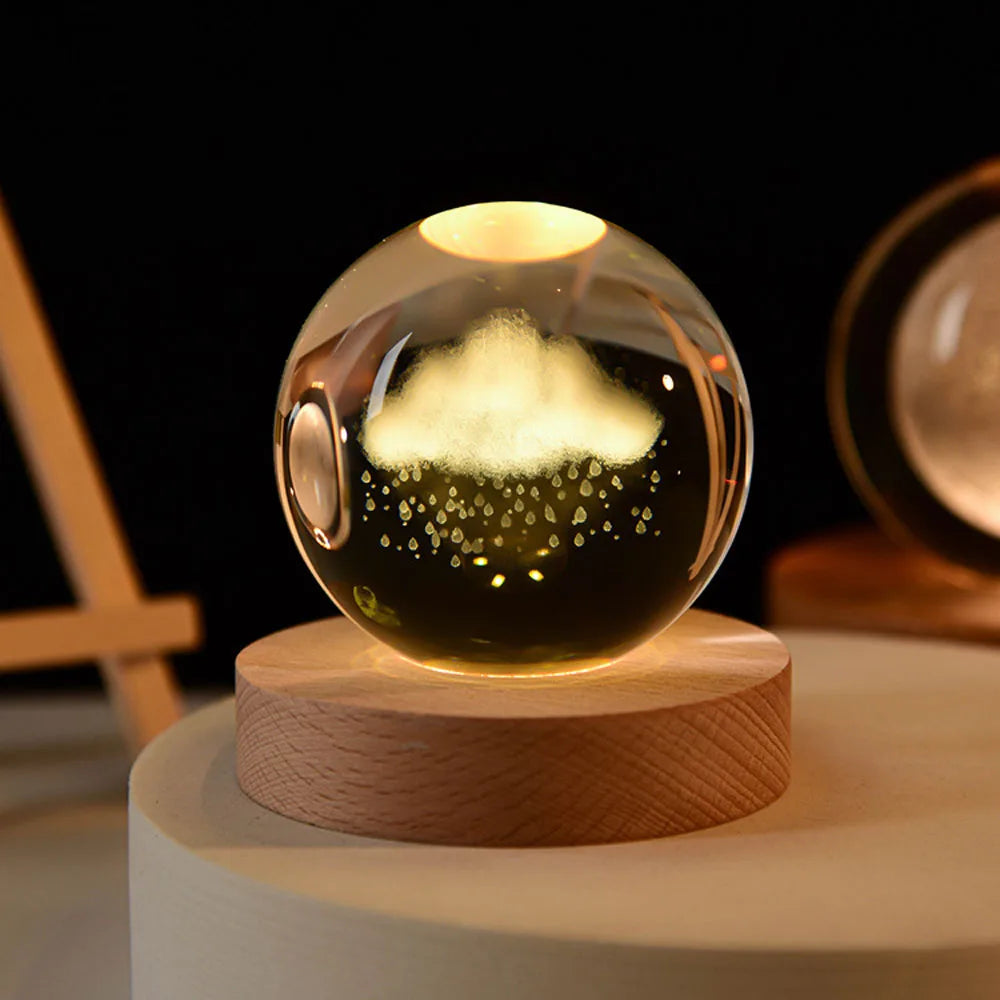 2025 NEW 3D Crystal Ball Light Carving Solar System Galaxy Valentine's Day Gift Birthday Gift LED Luminous Planet Night Lights