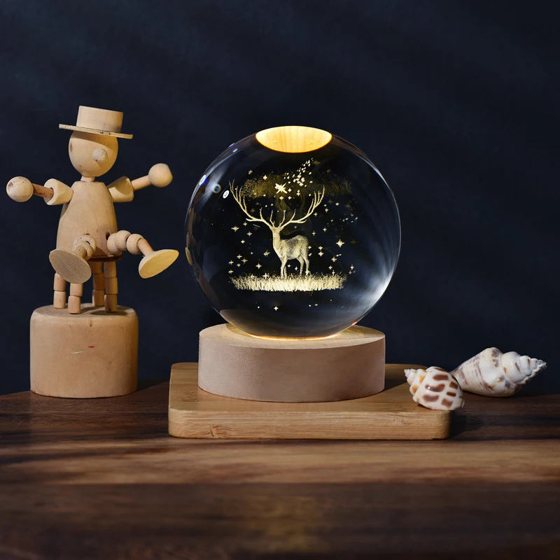 2025 NEW 3D Crystal Ball Light Carving Solar System Galaxy Valentine's Day Gift Birthday Gift LED Luminous Planet Night Lights