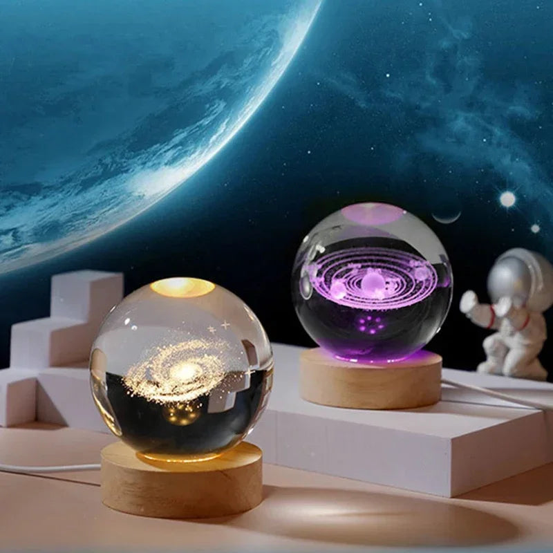 2025 NEW 3D Crystal Ball Light Carving Solar System Galaxy Valentine's Day Gift Birthday Gift LED Luminous Planet Night Lights