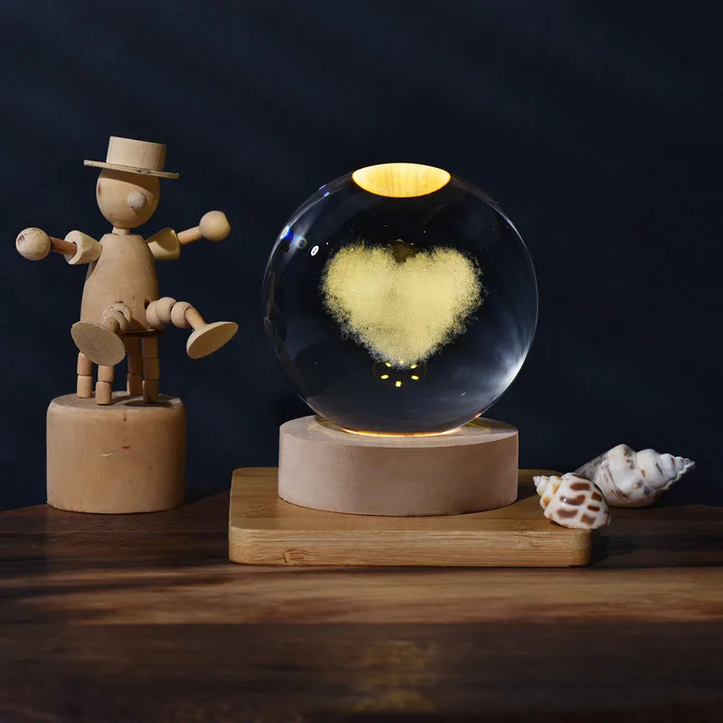 2025 NEW 3D Crystal Ball Light Carving Solar System Galaxy Valentine's Day Gift Birthday Gift LED Luminous Planet Night Lights