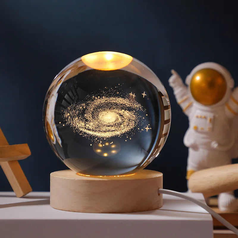 2025 NEW 3D Crystal Ball Light Carving Solar System Galaxy Valentine's Day Gift Birthday Gift LED Luminous Planet Night Lights