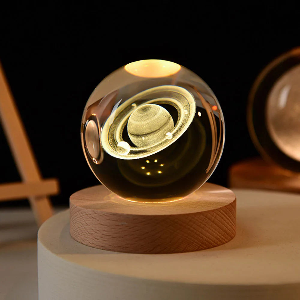 2025 NEW 3D Crystal Ball Light Carving Solar System Galaxy Valentine's Day Gift Birthday Gift LED Luminous Planet Night Lights