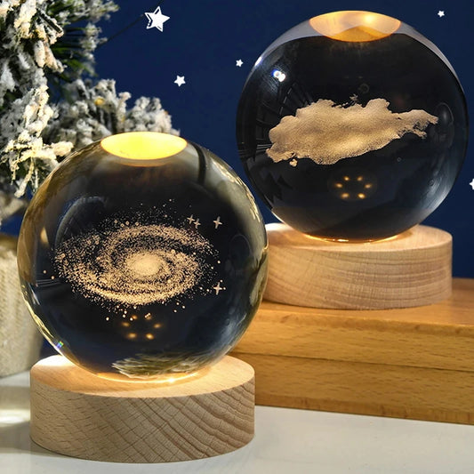 2025 NEW 3D Crystal Ball Light Carving Solar System Galaxy Valentine's Day Gift Birthday Gift LED Luminous Planet Night Lights