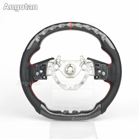 100% 3K Real Carbon Fiber Steering Wheel for Nissan GT-R GTR R35 (2007-2016 & 2017-2021) – Perforated Leather, Red Stitching